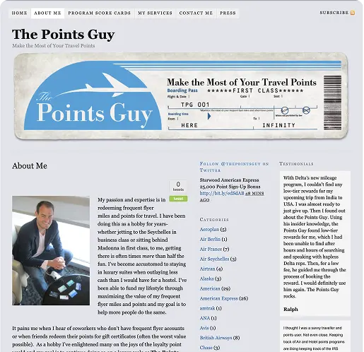 the points guy website first blog post