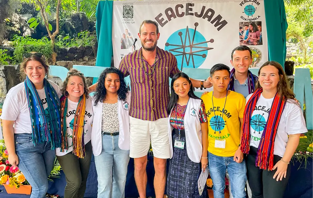 brian kelly with PeaceJam team